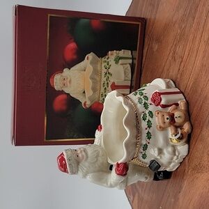 Beautiful Lenox Santa Tealight Votive Candle Holder Treat Dish NIOB